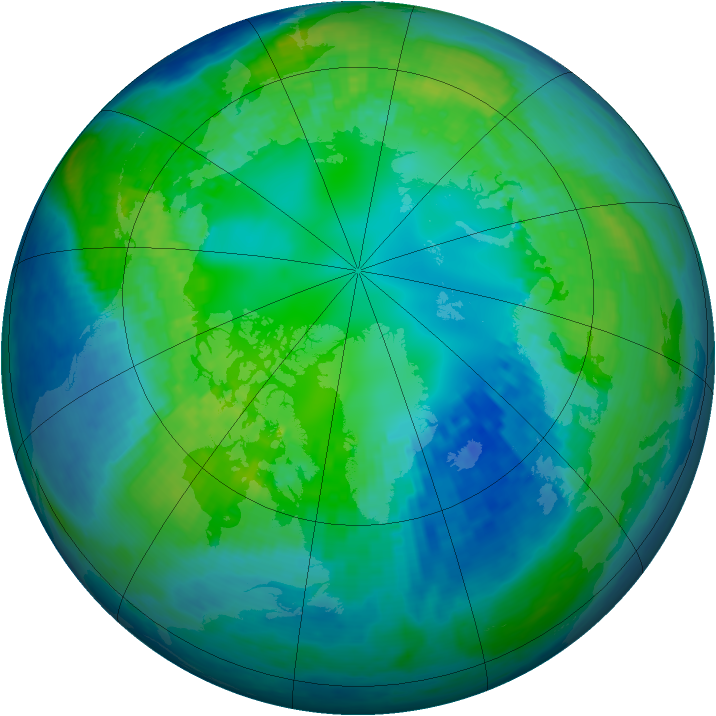 Arctic ozone map for 26 October 2003